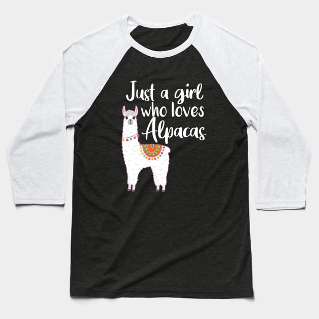 Just a girl who loves alpacas Funny Alpaca Baseball T-Shirt by Funny Alpaca 